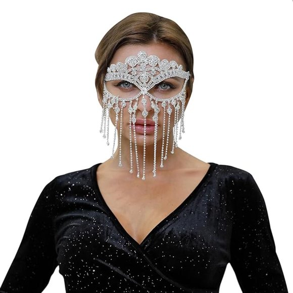 NWT Sparkling Swarovski Bling Crystal Rhinestone Mask Halloween Costume … - Picture 5 of 10